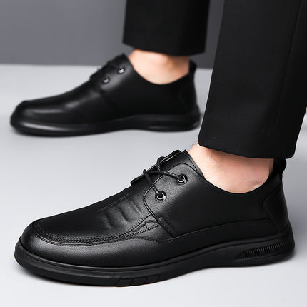 Men's Leather Shoes Spring Season Genuine Leather British Style Business Casual Men's Shoes 2026 New Model Slip-On Soft Sole Wide-Fit Dad Shoes