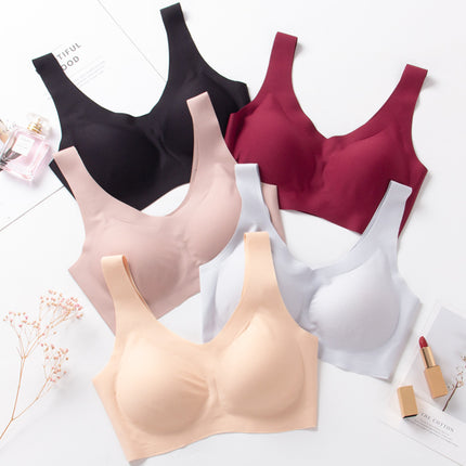 Japanese bra seamless women's underwear latex pad vest sports thin sleep bra ice silk bra push up