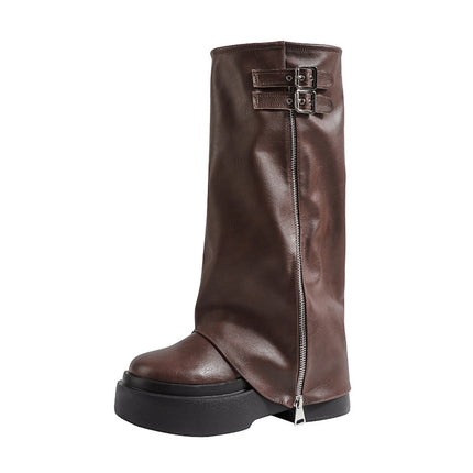 Big head pants tube boots sweet cool style hot girl pile boots thick bottom western boots but knee long boots high knight boots women's tide