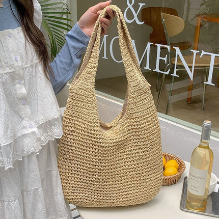 New Straw Woven Bag Women's Handmade Woven Bag All-match Bag Shoulder Bag Large Capacity Tote Bag Women's Bag Handbag