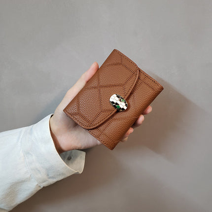 Ins New Snakehead Women's Wallet Women's Short Coin Purse Card Bag Anti-degaussing Fashion Wallet Trend Foreign Trade Hot
