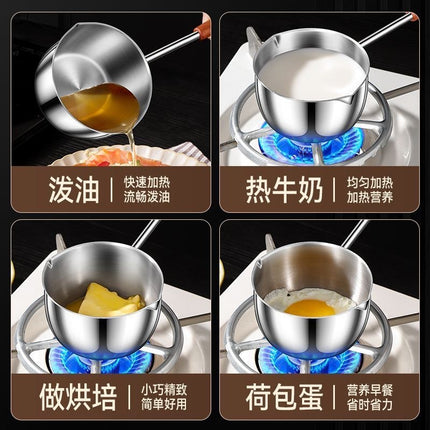 Food-Grade Kitchen Multifunctional Oil Splashing Hot Oil Small Pot Stainless Steel Genuine Oil Frying Pan Oil Pouring Oil Special for Home Use
