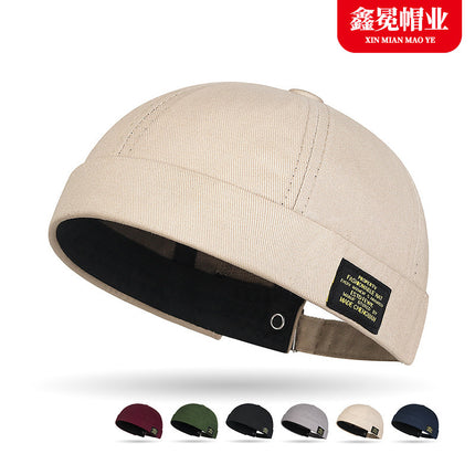 Brimless Landlord Hat, Versatile for All Seasons, Hip-Hop Trendyy Melon Skin Hat, Same Style for Men and Women, Street Retro Melon Skin Hat