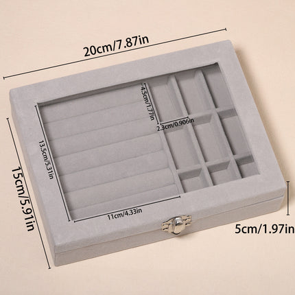 Advanced New Glass Jewelry Box Ring Earrings Earrings Bracelet Necklace Jewelry Display Flannel Jewelry Storage Box