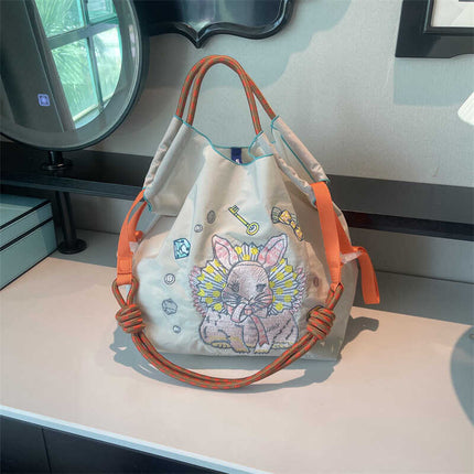 ball chain Japanese high quality eco-friendly shopping bag embroidered hand canvas bag nylon shopping bag