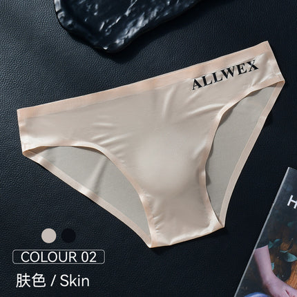 Foreign Trade Low-Waisted Lightweight Briefs Underwear Summer Transparent Letter-Covered Sports Ice Silk Sexy Men's Egg-Covered Breathable