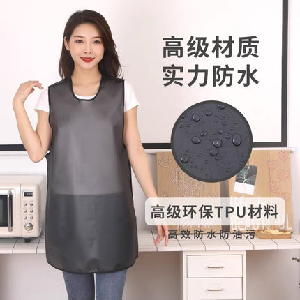 Apron tpu Waterproof oil-proof men's and women's household kitchen disposable aquatic catering work clothes sleeveless waist customizable