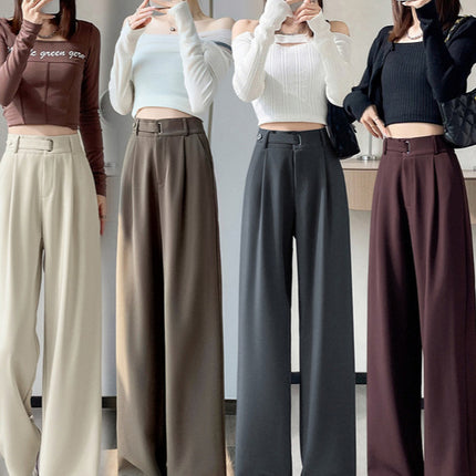 Grey high-end suit pants women's spring and autumn drape pants 2024 new small straight pants narrow wide leg pants