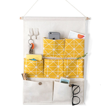 Korean-style bedroom storage bag wholesale storage bag household storage bag sundries wall-mounted storage box seven-pocket hanging bag factory