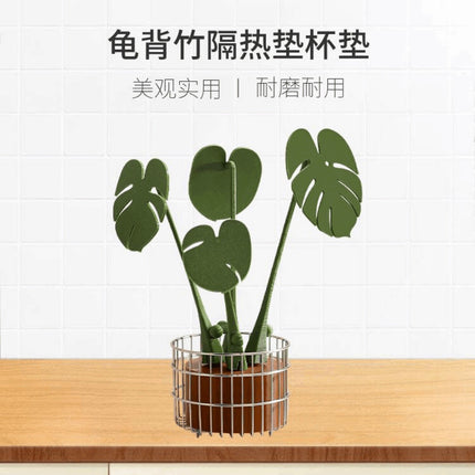 Monstera coaster plant Bamboo Coaster Plant with Magnet 3D Printing Cross-border Explosions