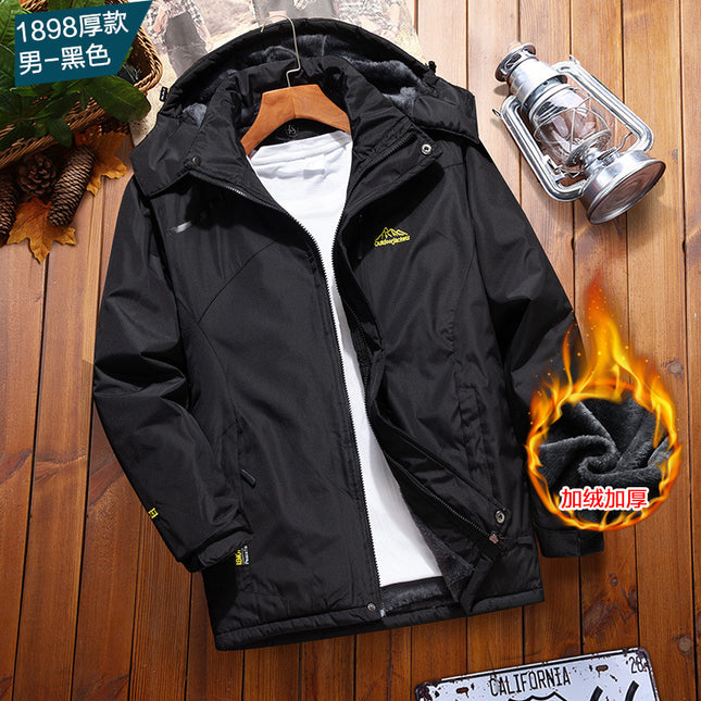 Outdoor Charge Clothing Windproof and Waterproof Winter Mountaineering Outdoor Fishing Ski Clothing fleece-lined Thickened Work Clothes Jacket
