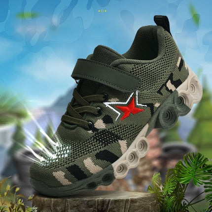 Summer Camp Children's Military Training Camouflage Activity Shoes Boys' Shoes 2025 New Double Mesh Breathable Student Cross-Border Hot Item