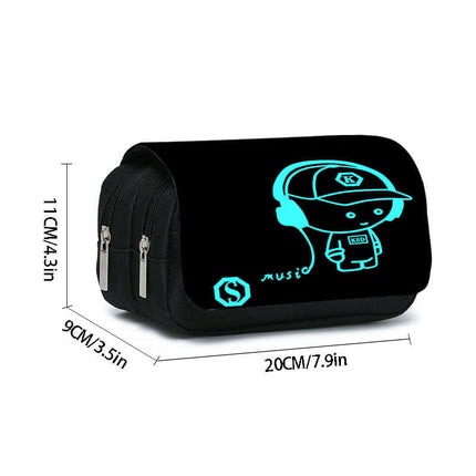 Headphone Listening Pen Bag DIY Double-Layer Flip Pen Box Student Kidsren's Trendyy Pencil Stationery Bag Large Capacity