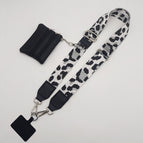 White and gray leopard print shoulder strap with silver hook + coin purse + spacer