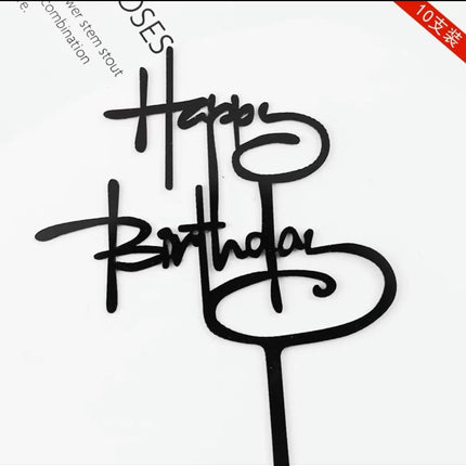 Acrylic Cake Baking Decoration Inserts Round Square English Happy Birthday Dessert Toppers Party Cards