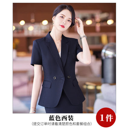 This summer new short-sleeved suit Korean temperament hotel jewelry store shopping guide overalls professional suit women