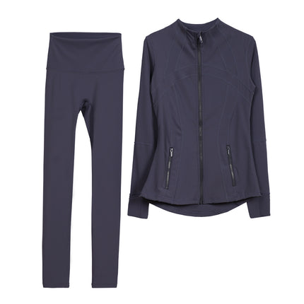 LULU Original Standard DF Yoga Suit suit Women's Top Long Sleeve Jacket Slim-fit Elastic Quick-drying Cropped Pants Fitness Running