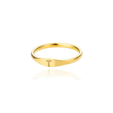 Cross-border 26 English Letter Ring Stainless Steel high quality Niche Design Light Luxury Opening Female Ring Food Ring