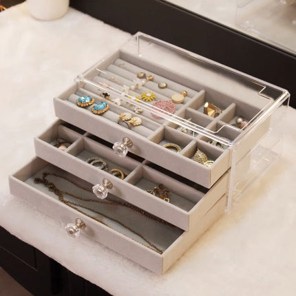 Multi-layer Jewelry Storage Box Drawer-type Large Capacity Anti-oxidation Earrings Ring Necklace Bracelet Jewelry Box