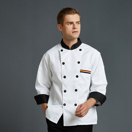 Chef Work Clothes Short-sleeved Men's Summer Breathable Restaurant Kitchen Canteen Restaurant Embroidered Word Kitchen Clothes Long-sleeved