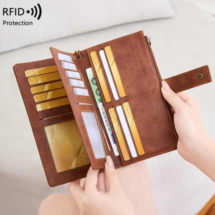 Cross-Border New Rfid Anti-Magnetic Women's Wallet with Multiple Card Slots 70% off Long Wallet European and American Retro Fashion Clutch Bag