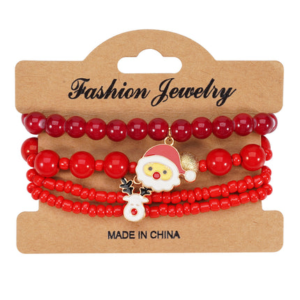 Christmas bracelet elastic rope bracelet snowman snowflake Christmas tree old man deer hat pendant bracelet gift