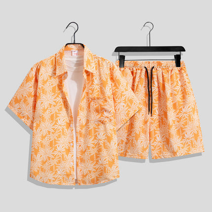Men's Ins Summer Loose Short-Sleeved Shorts Suit Trendy and Handsome Beach Floral Couple Clothes Hawaiian Style Shirt