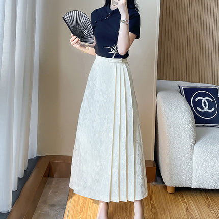Summer New Suit Retro National Style with Horse-faced Skirt Top Two-piece New Chinese Style Dress Women's 2024 Dress