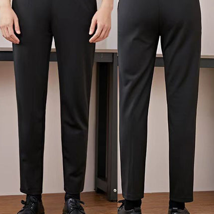 Stretch Elastic Chef Pants Men's Hotel Restaurant Kitchen Work Pants Catering Waiter Straight Pants Large Size Black