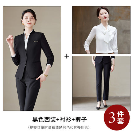 Grey Professional Suit suit Women's Autumn Hotel Front Desk Reception Tooling Beauty Salon Sales Department Overalls Dress