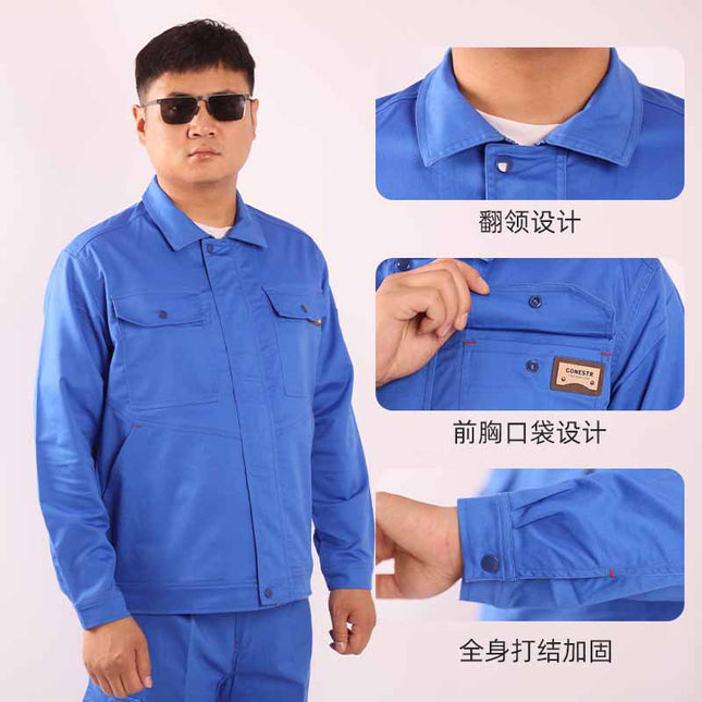 Spring and Autumn Long Sleeve Work Clothes suit Men's and Women's Cleaning Site Engineering Elastic Work Clothes Jacket Auto Repair Property