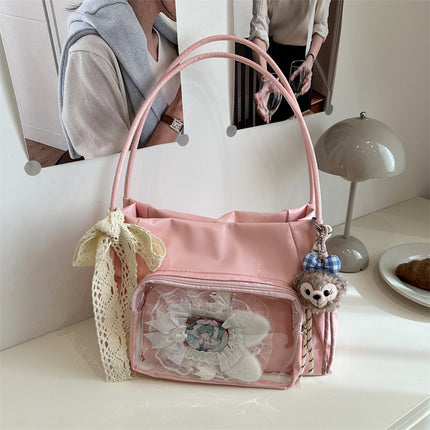New Cartoon Transparent Pain Bag, Cute Large-Capacity Tote Bag, Fashionable Women's Shoulder Bag, Class Mouse School Bag