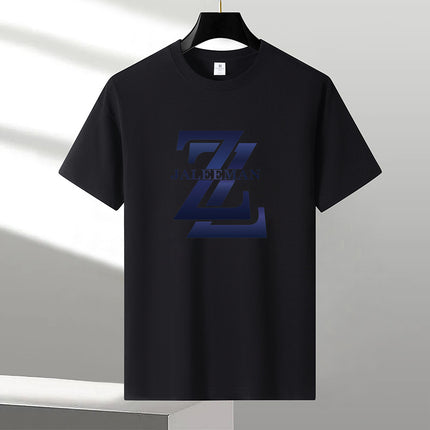 New Heavy Men's Fashion Pure T-Shirt Cotton Letter All-match Breathable Short Sleeve Round Neck Fashion Loose Printed Half Sleeve