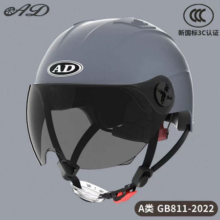 Ad Electric Motorcycle Helmet for Men and Women, Summer 3C Certified Half Helmet, Battery Car Safety Helmet, Sun Protection for Riding