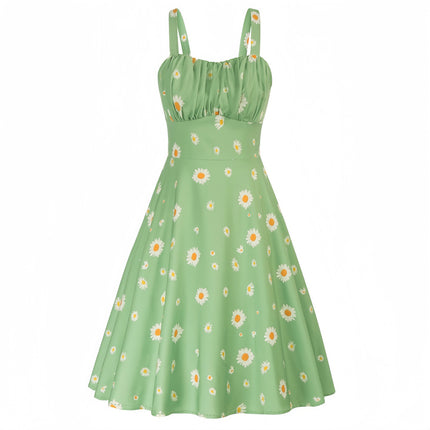 2024 Summer New Sling Dress European and American Cute Printed Women's Slim-fit Sling Dress Stage Performance Dress