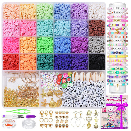European and American Cross-border 24-grid Clay Bead Bracelet Making Kit 3mm23 Color Bead Bracelet Making DIY Jewelry Kit
