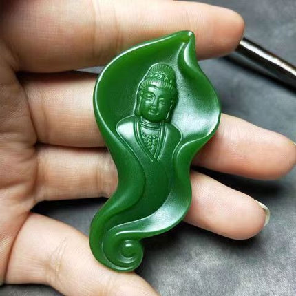 High-Quality Imitation Hetian Jade Jasper Spinach Green Outer Mongolia Material Pendant Jade Jewelry Pendant for Sales Opening Gift Live Broadcast Model