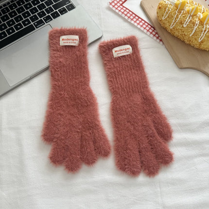 Japanese cute plush gloves women's winter warm cold warm long gloves can touch screen to play with snow atmosphere