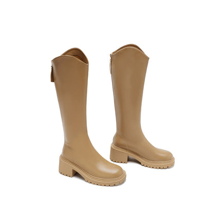 Big Sale~Double-Tube Thick-Heeled Boots for Women, New Winter V-Mouth Boots, Women's Single Boots, Large-Tube Long and High Knight Boots