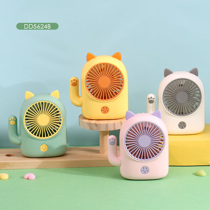 New cartoon mini fan summer outdoor portable USB rechargeable fan student dormitory desktop fan