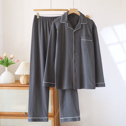 Pure Cotton Brushed Couple Pajamas for Men, Spring, Autumn and Winter Warm Long-Sleeved Women's Home Suits, Loose Cotton, Can Be Worn Outside