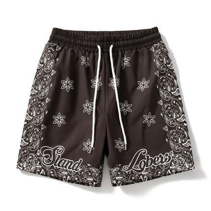 2026 New American-Style Trendy Retro Men's Sports Casual Shorts Paisley Pattern Five-Point Shorts Sports Basketball Shorts