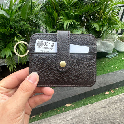 Vintage Oil Wax Leather Buckle Genuine Leather Card Holder Men's Multifunctional Cowhide Women's Coin Purse with Key Ring Driver's License Holder