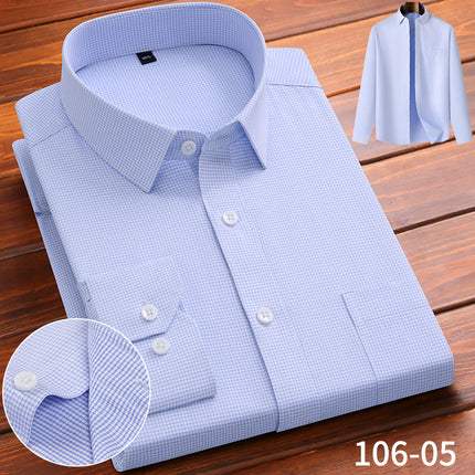 High-End Men's Long-Sleeved Shirts Spring Business Casual Anti-Wrinkle Shirts No-Iron Breathable Formal Cotton Tops for Men