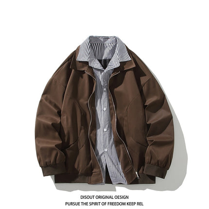 2025 Autumn and Winter New Men's Jacket Fashion Shirt Collar Fake Two-Piece Large Size Jacket Men's Trendy Handsome Jacket