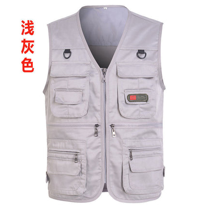 Spring and Summer Mesh Vest for Middle-Aged People Fishing All Seasons Multi-Pocket Vest Men's Spring and Autumn Casual Tactical Vest Dropshipping