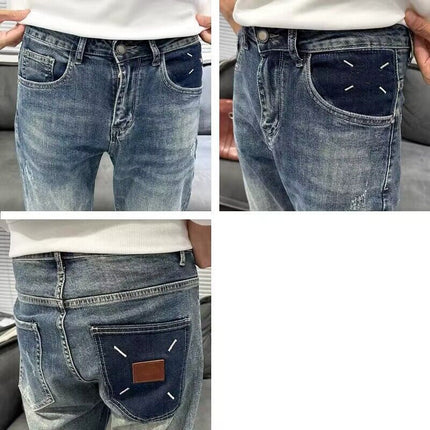 Autumn New High-End Trendy Stretch Skinny Jeans for Men, Fashionable Versatile Comfortable Straight Casual Long Pants