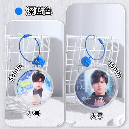 Round Badge Holder Box 58mm 75mm Badge Case Transparent Acrylic Portable Storage Box
