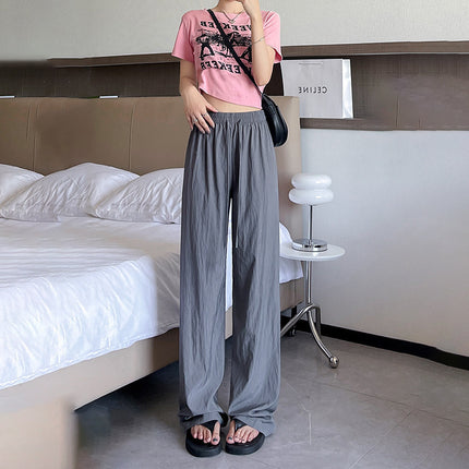 Plus Size 40kg-77.5kg Wide-Leg Pants for Women, Summer Thin Sun-Protective High-Waisted Drapey Casual Pants Yamamoto