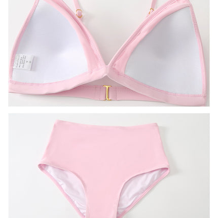 2024 new swimsuit women's split four-piece suit belly covering slimming gathered small chest South Korea ins style Hot Spring